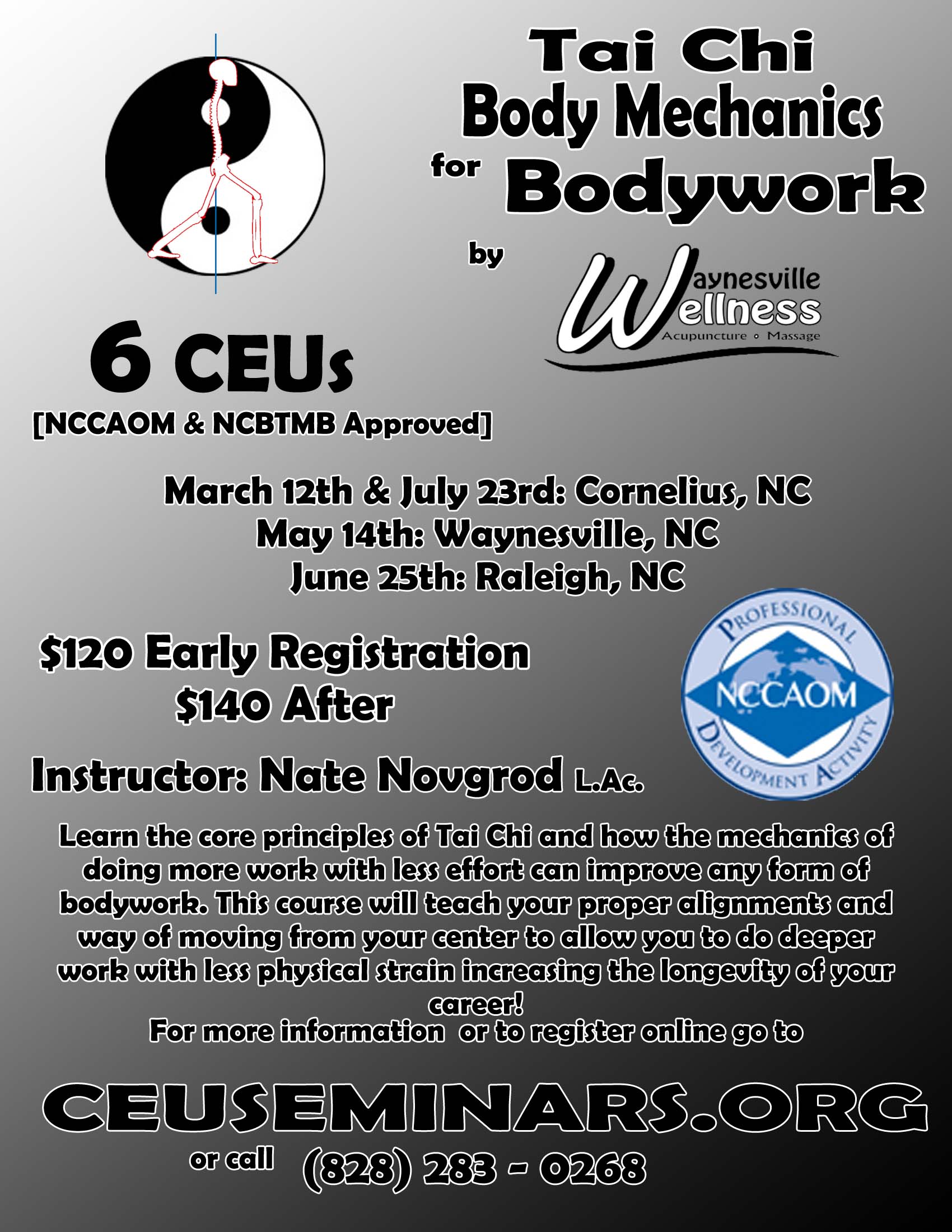 CEU CE PDA Course for Acupuncture and Massage Therapy North Carolina